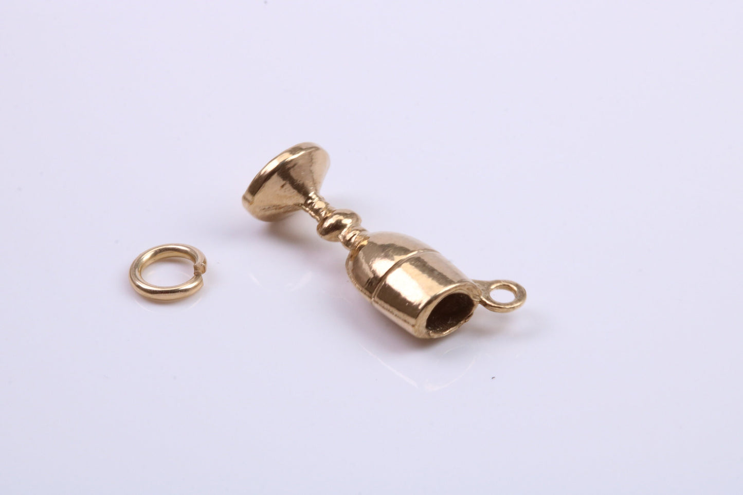 Wine Goblet Charm, Traditional Charm, Made from Solid 9ct Yellow Gold, British Hallmarked, Complete with Attachment Link