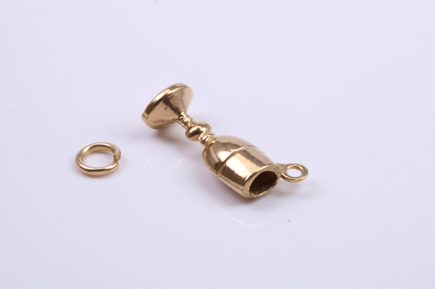 Wine Goblet Charm, Traditional Charm, Made from Solid 9ct Yellow Gold, British Hallmarked, Complete with Attachment Link