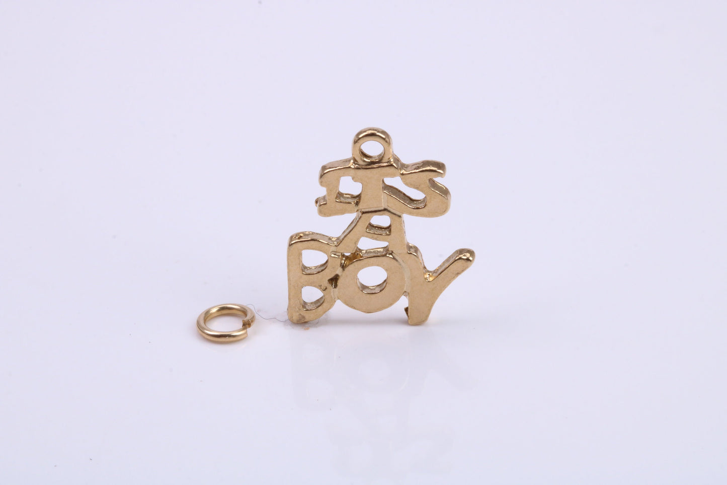 It's A Boy Charm, Traditional Charm, Made from Solid 9ct Yellow Gold, British Hallmarked, Complete with Attachment Link