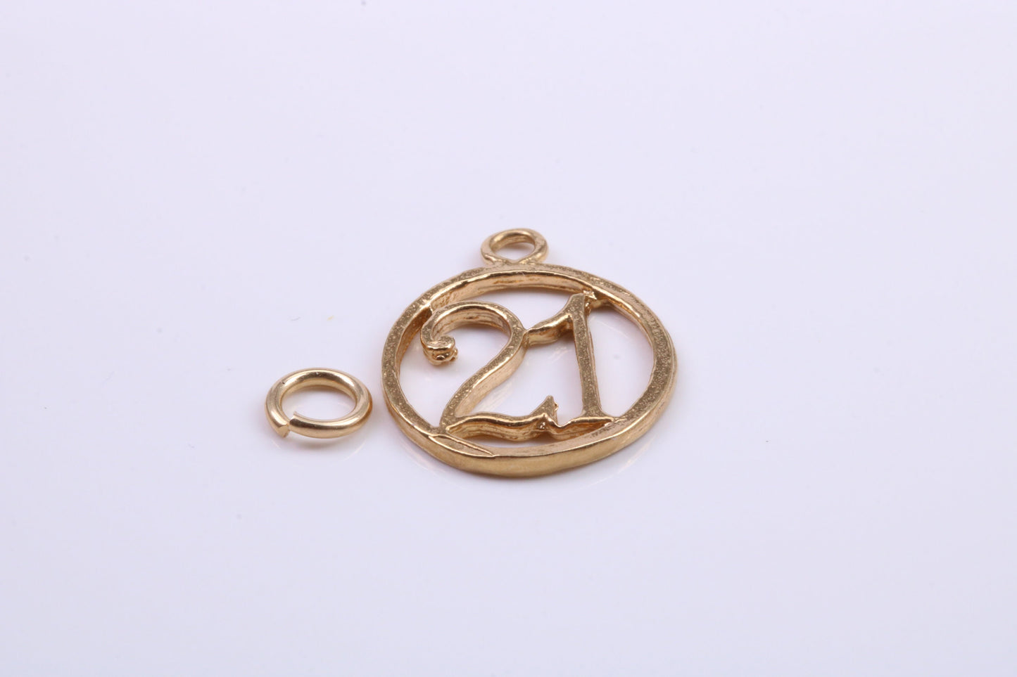 21st Birthday Charm, Traditional Charm, Made from Solid 9ct Yellow Gold, British Hallmarked, Complete with Attachment Link