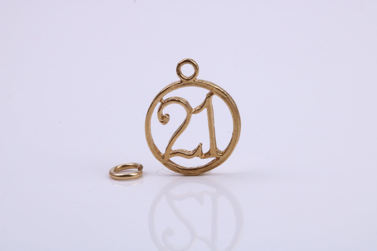 21st Birthday Charm, Traditional Charm, Made from Solid 9ct Yellow Gold, British Hallmarked, Complete with Attachment Link