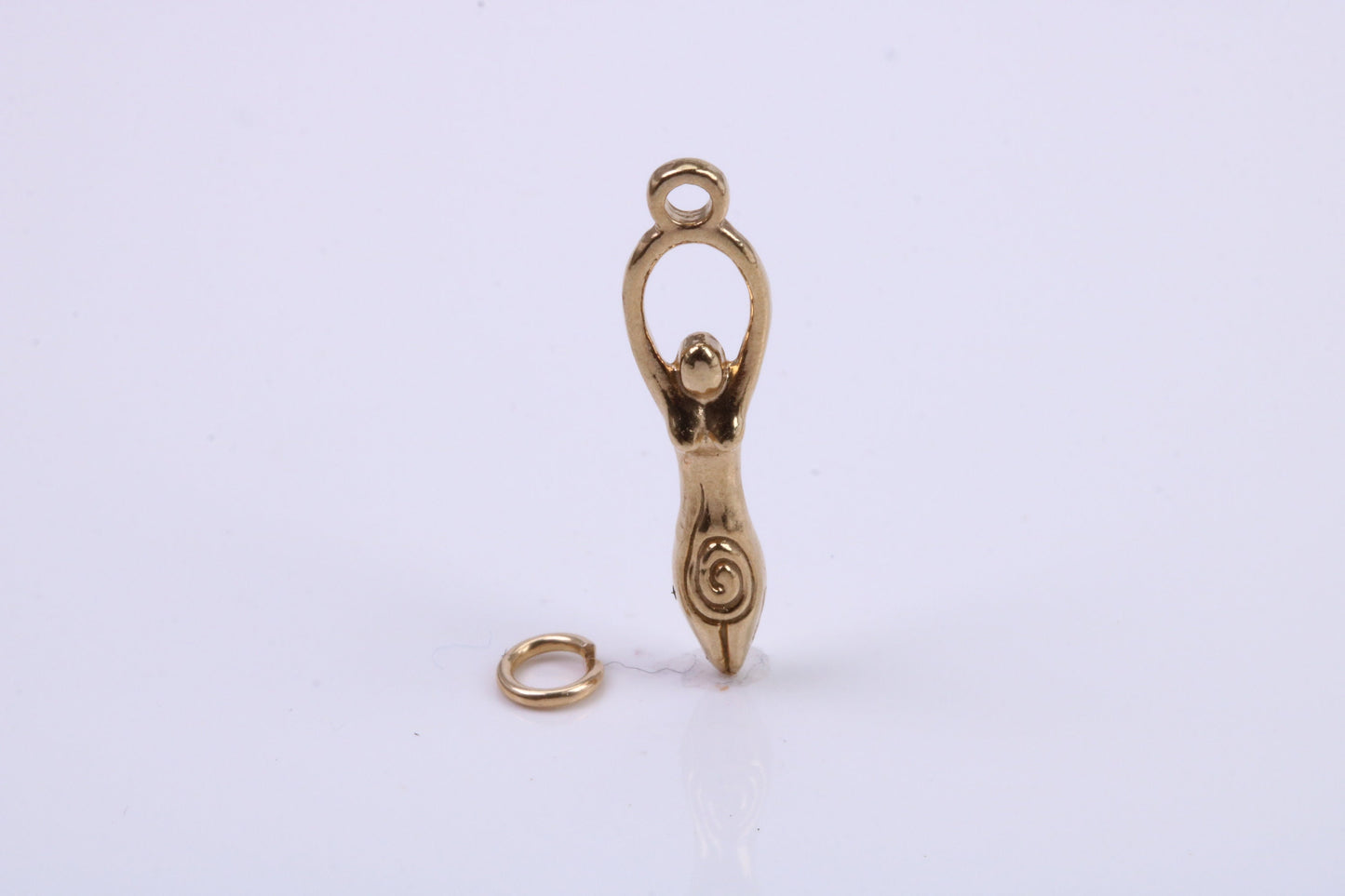 Spiral Goddess Charm, Traditional Charm, Made from Solid 9ct Yellow Gold, British Hallmarked, Complete with Attachment Link