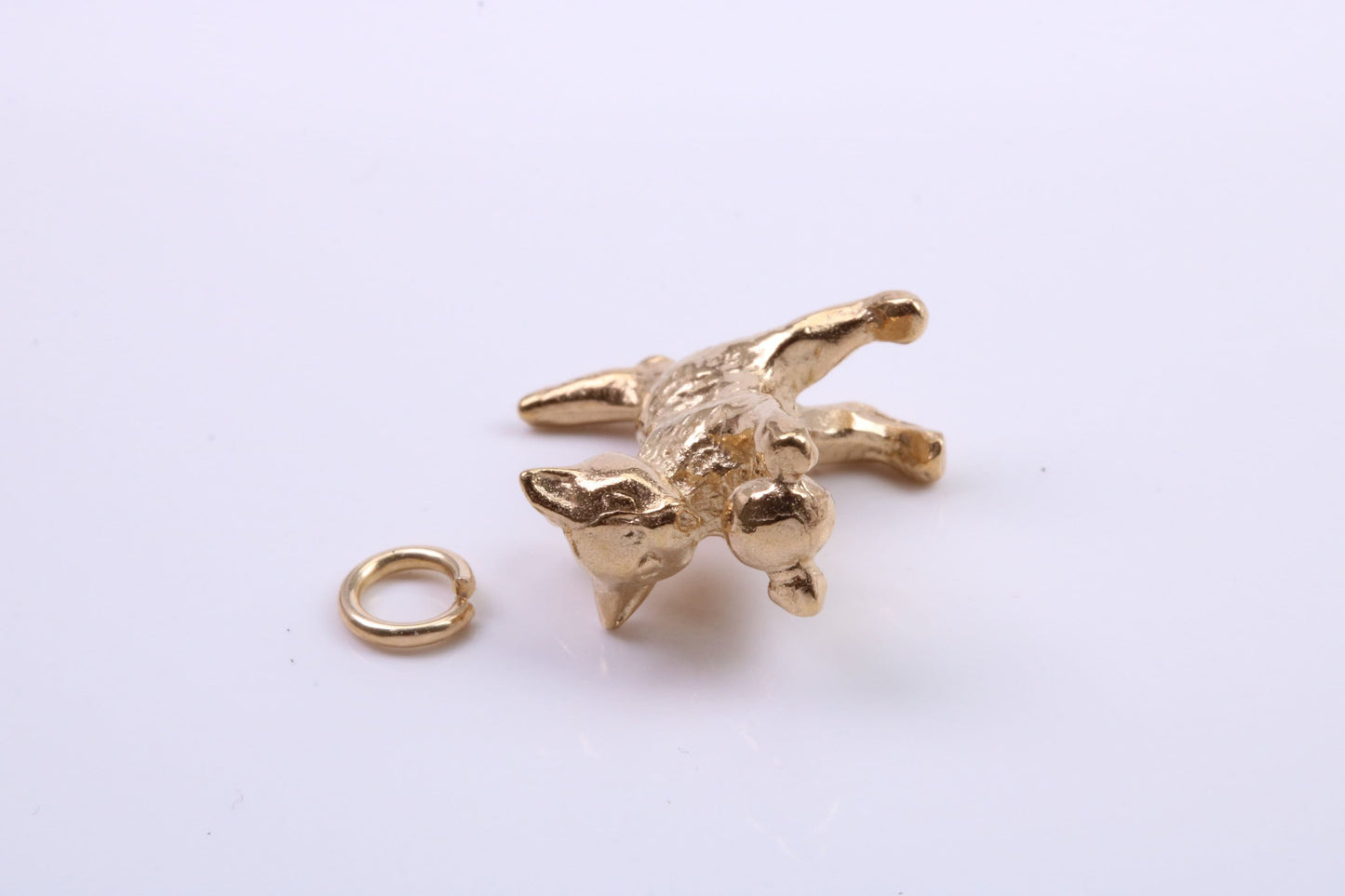 Cat Charm, Traditional Charm, Made from Solid 9ct Yellow Gold, British Hallmarked, Complete with Attachment Link