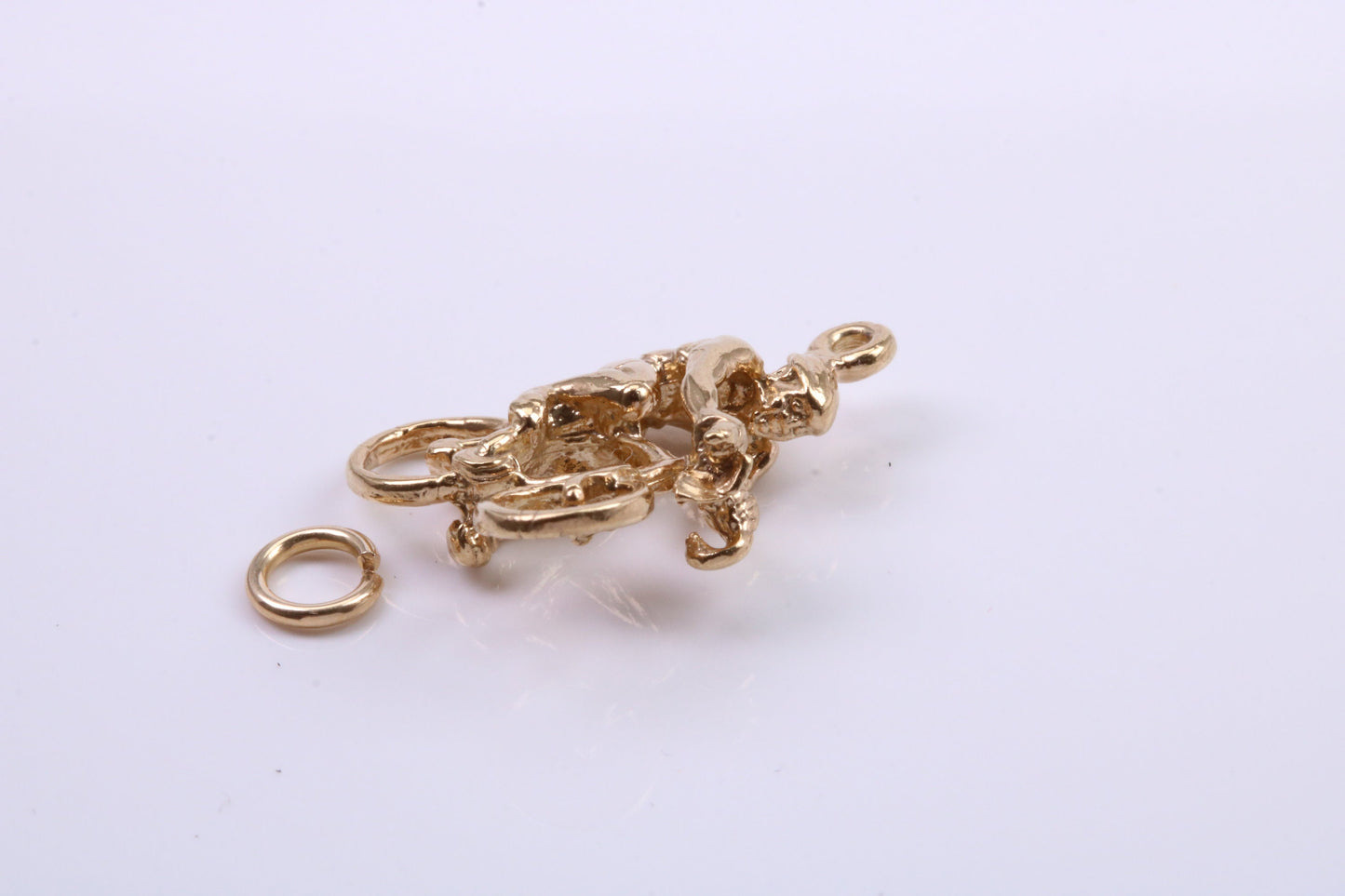 Cyclist Charm, Traditional Charm, Made from Solid 9ct Yellow Gold, British Hallmarked, Complete with Attachment Link