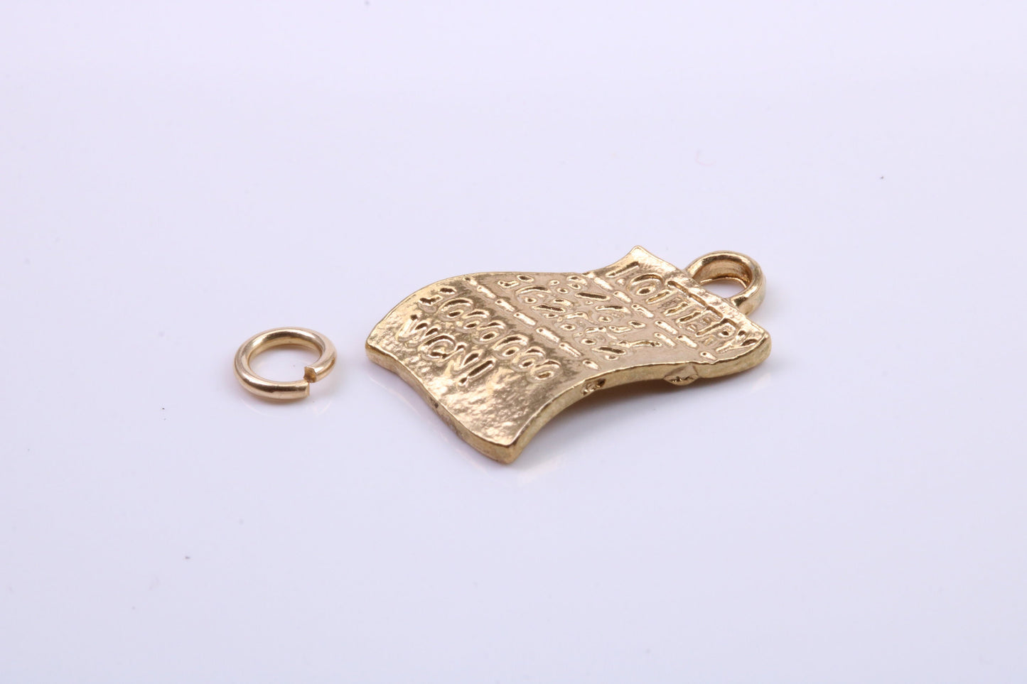Winning Lottery Ticket Charm, Traditional Charm, Made from Solid 9ct Yellow Gold, British Hallmarked, Complete with Attachment Link