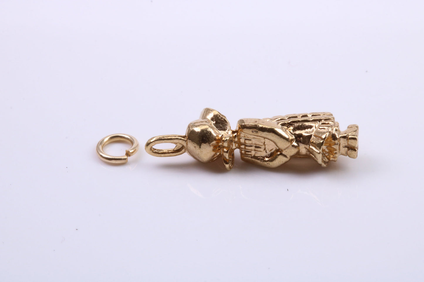Little Bo Peep Charm, Traditional Charm, Made from Solid 9ct Yellow Gold, British Hallmarked, Complete with Attachment Link