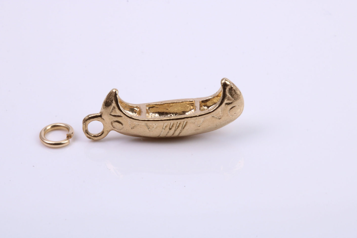 Canoe Charm, Traditional Charm, Made from Solid 9ct Yellow Gold, British Hallmarked, Complete with Attachment Link