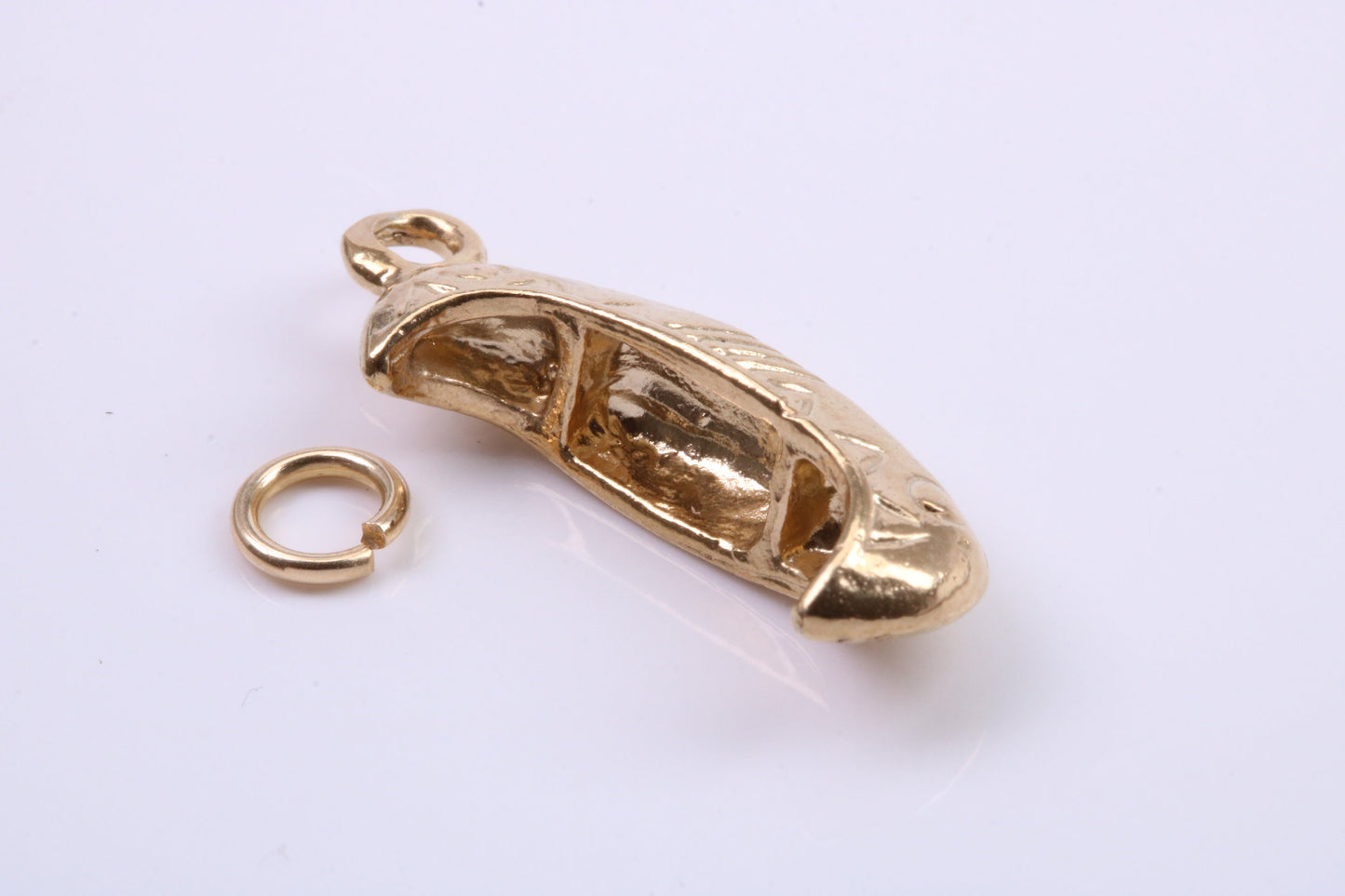 Canoe Charm, Traditional Charm, Made from Solid 9ct Yellow Gold, British Hallmarked, Complete with Attachment Link