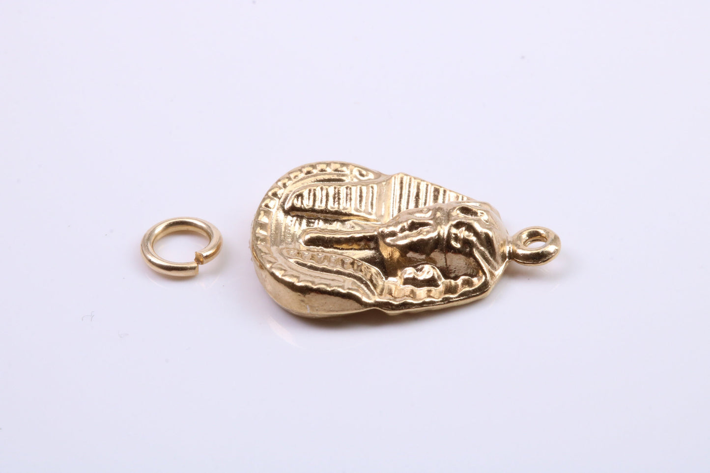 King Tutankhamun Charm, Traditional Charm, Made from Solid 9ct Yellow Gold, British Hallmarked, Complete with Attachment Link