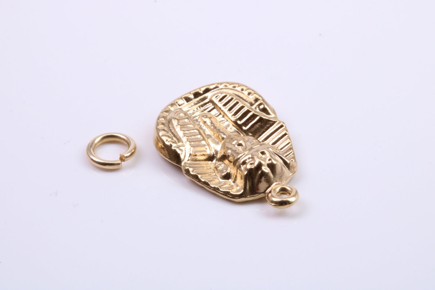 King Tutankhamun Charm, Traditional Charm, Made from Solid 9ct Yellow Gold, British Hallmarked, Complete with Attachment Link