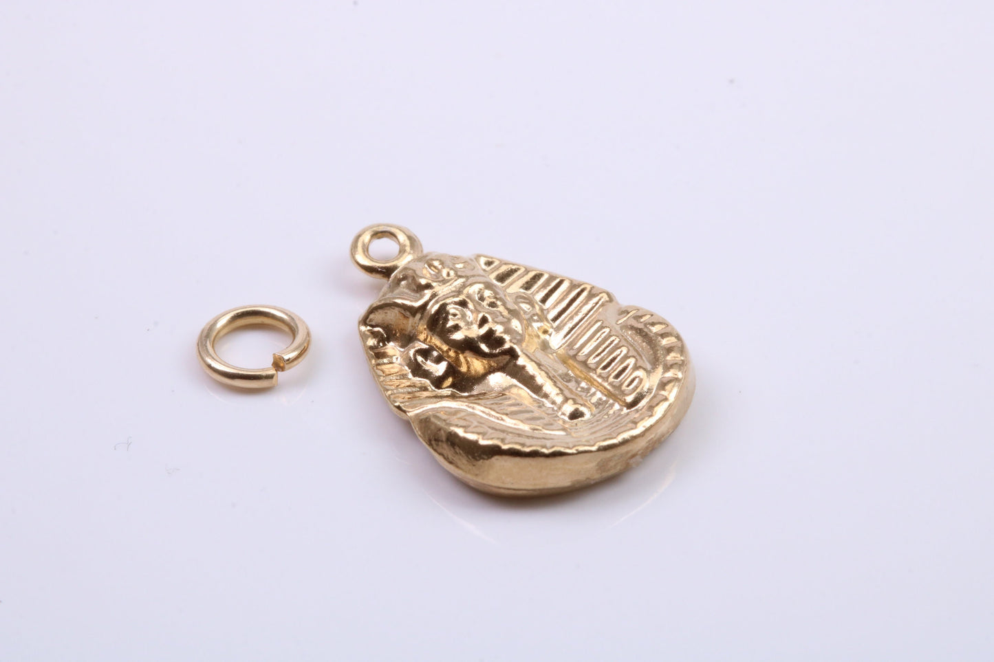 King Tutankhamun Charm, Traditional Charm, Made from Solid 9ct Yellow Gold, British Hallmarked, Complete with Attachment Link