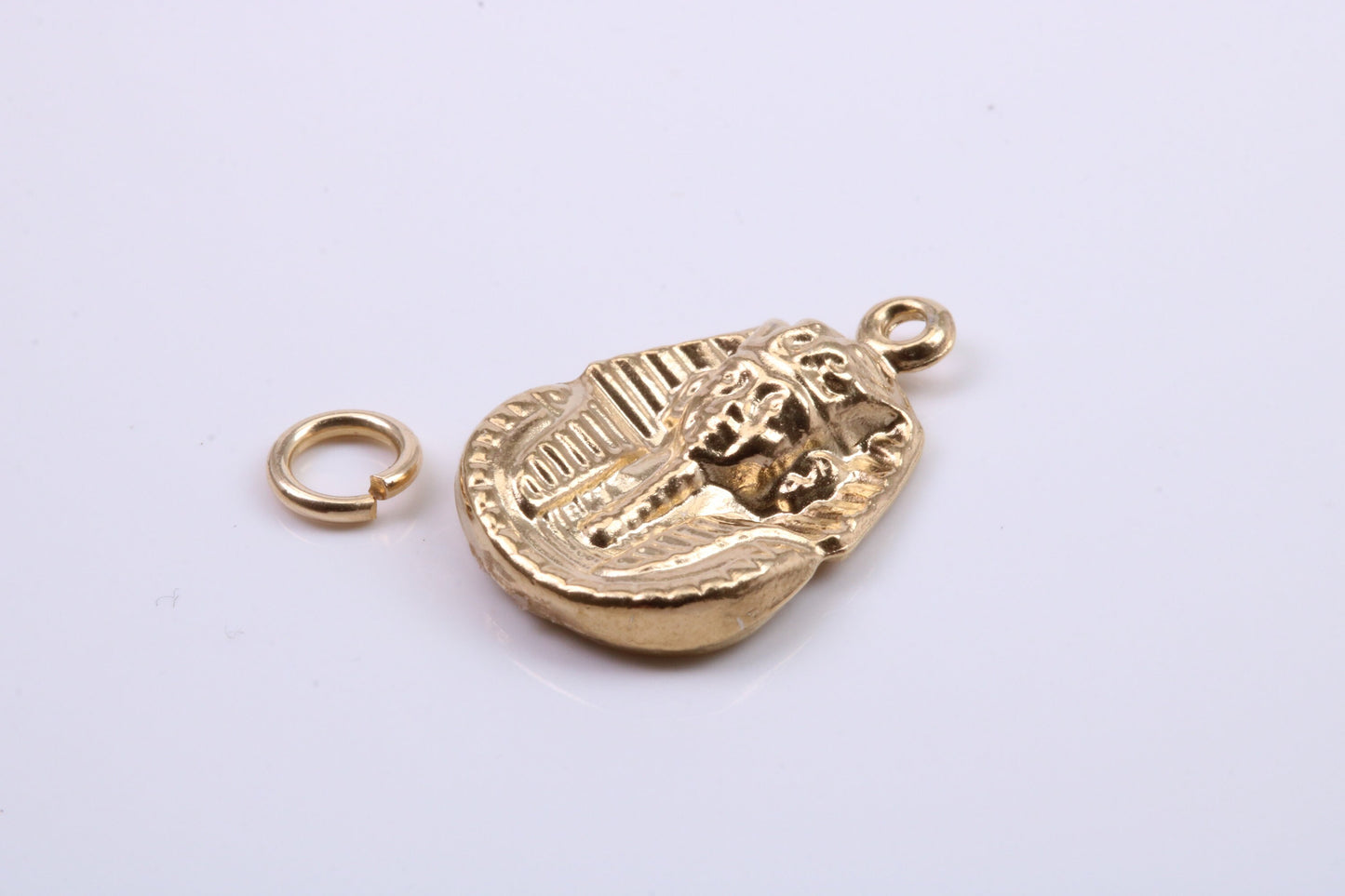 King Tutankhamun Charm, Traditional Charm, Made from Solid 9ct Yellow Gold, British Hallmarked, Complete with Attachment Link