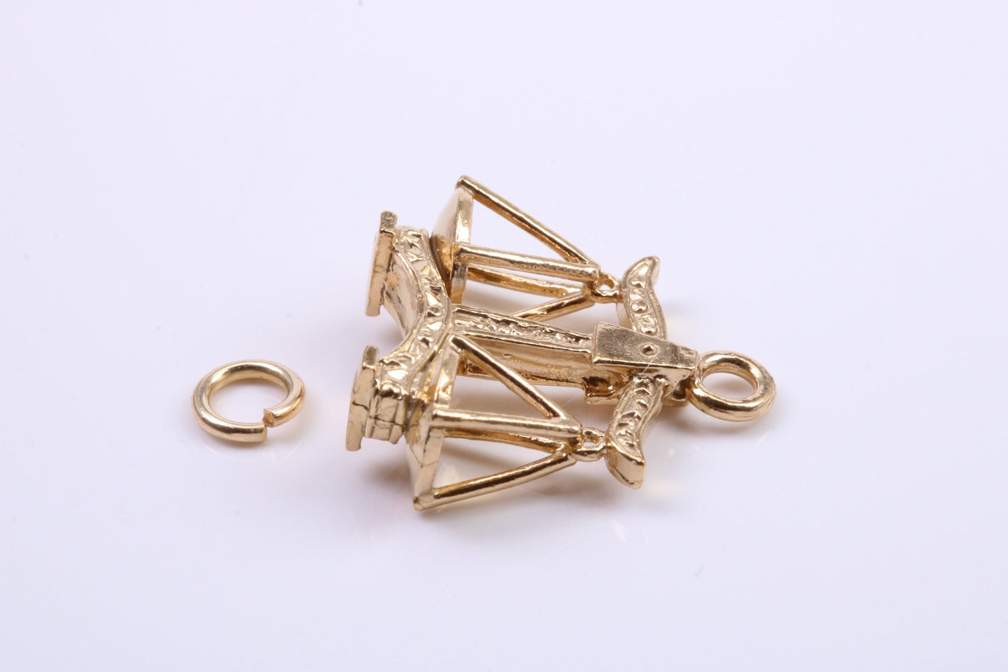Libra Zodiac Sign Charm, Traditional Charm, Made from Solid 9ct Yellow Gold, British Hallmarked, Complete with Attachment Link