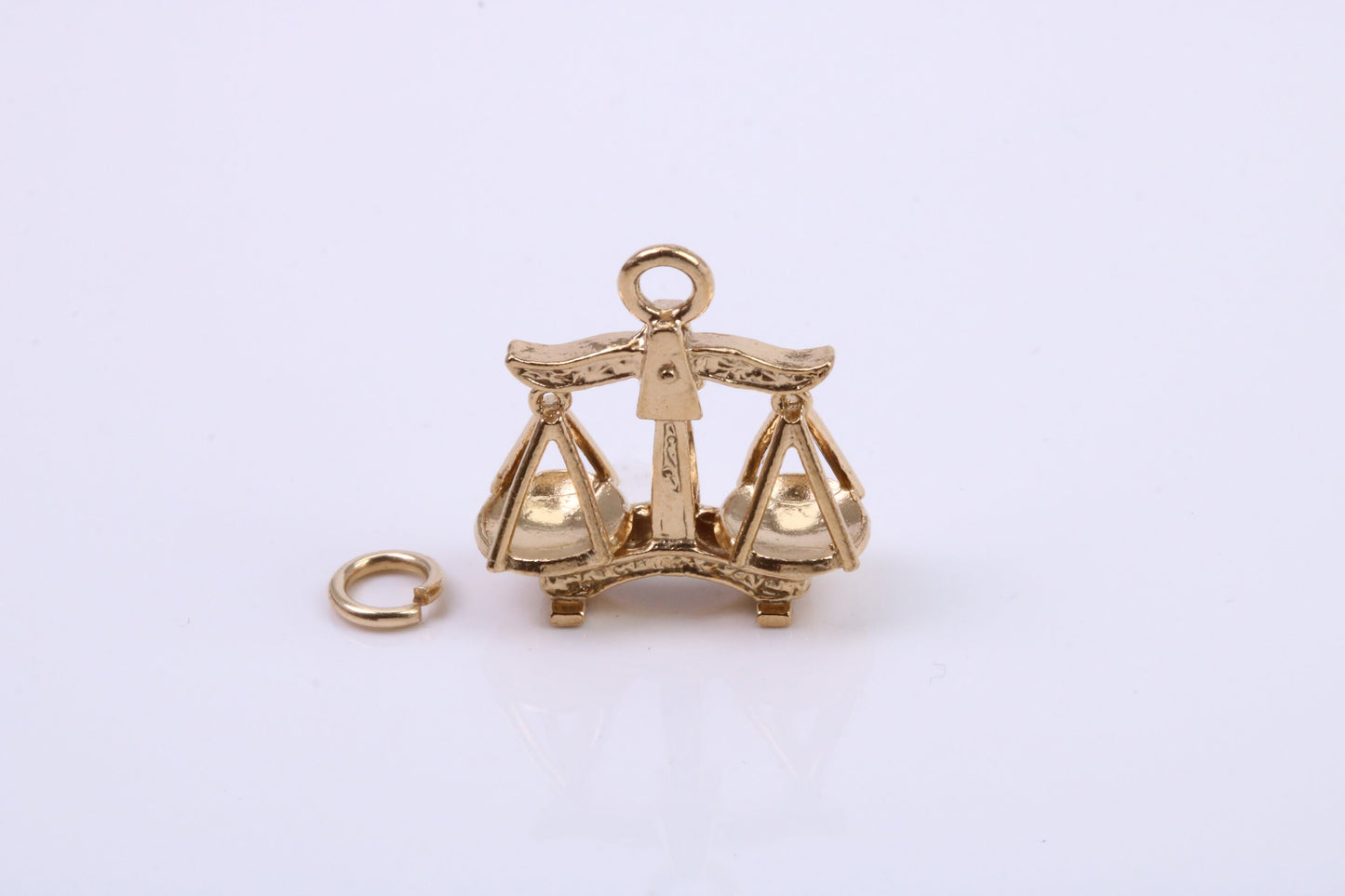 Libra Zodiac Sign Charm, Traditional Charm, Made from Solid 9ct Yellow Gold, British Hallmarked, Complete with Attachment Link