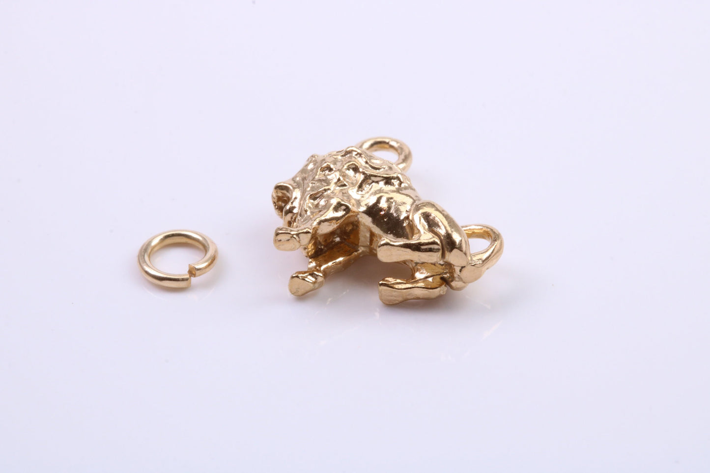 Leo Zodiac Sign Charm, Traditional Charm, Made from Solid 9ct Yellow Gold, British Hallmarked, Complete with Attachment Link