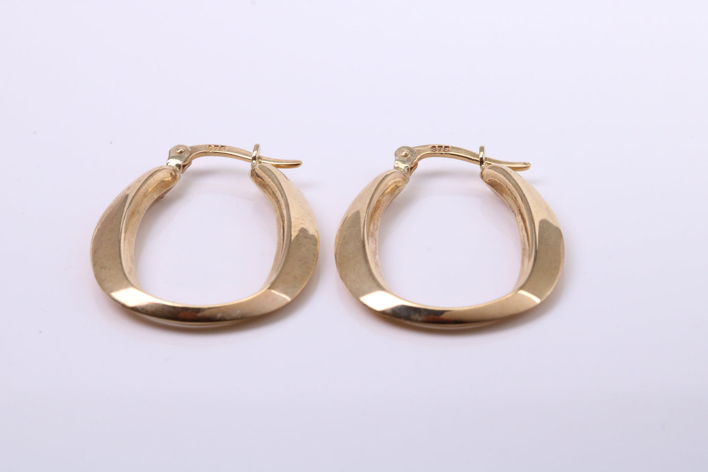 27 mm Long Hoop Creole Earrings Made from 9ct Yellow Gold