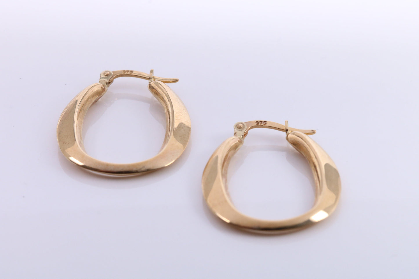 27 mm Long Hoop Creole Earrings Made from 9ct Yellow Gold
