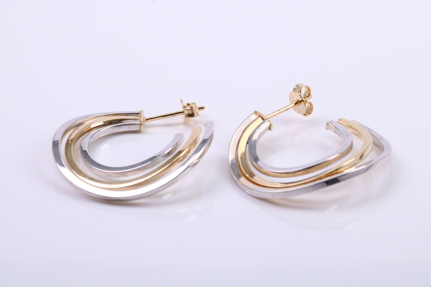 28 mm Round Two Colour Hoop Creole Earrings Made from 9ct Yellow Gold, British Hallmarked