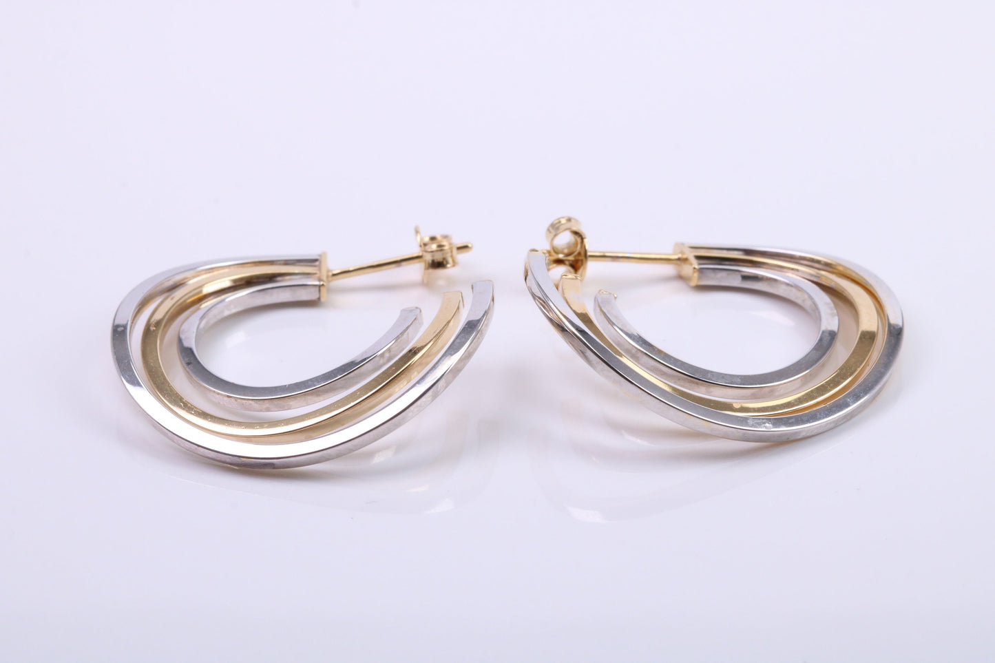28 mm Round Two Colour Hoop Creole Earrings Made from 9ct Yellow Gold, British Hallmarked