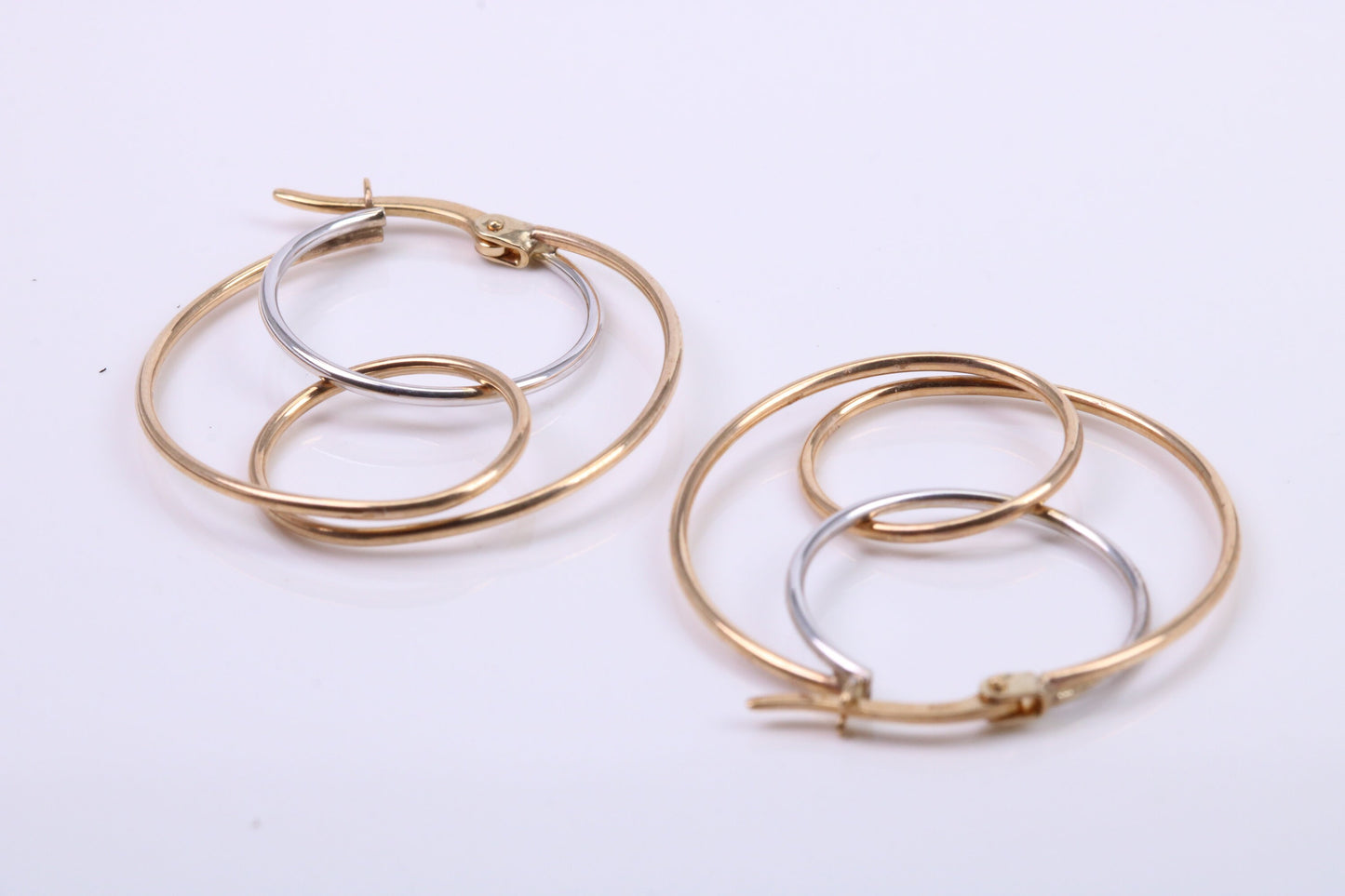 26 mm Round Two Colour Hoop Creole Earrings Made from 9ct Yellow Gold