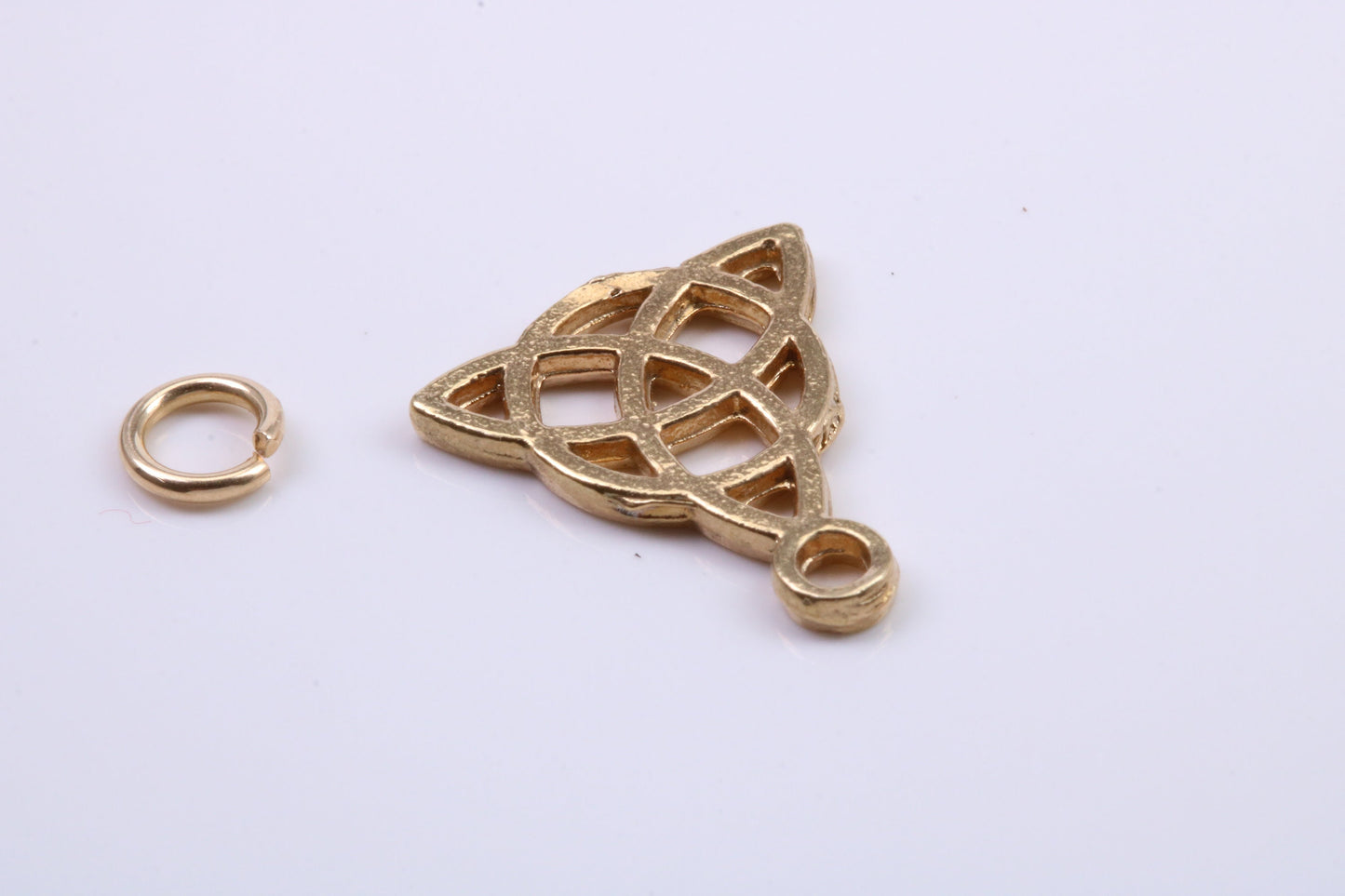 Trinity Knot Charm, Traditional Charm, Made from Solid 14K Yellow Gold, British Hallmarked, Complete with Attachment Link
