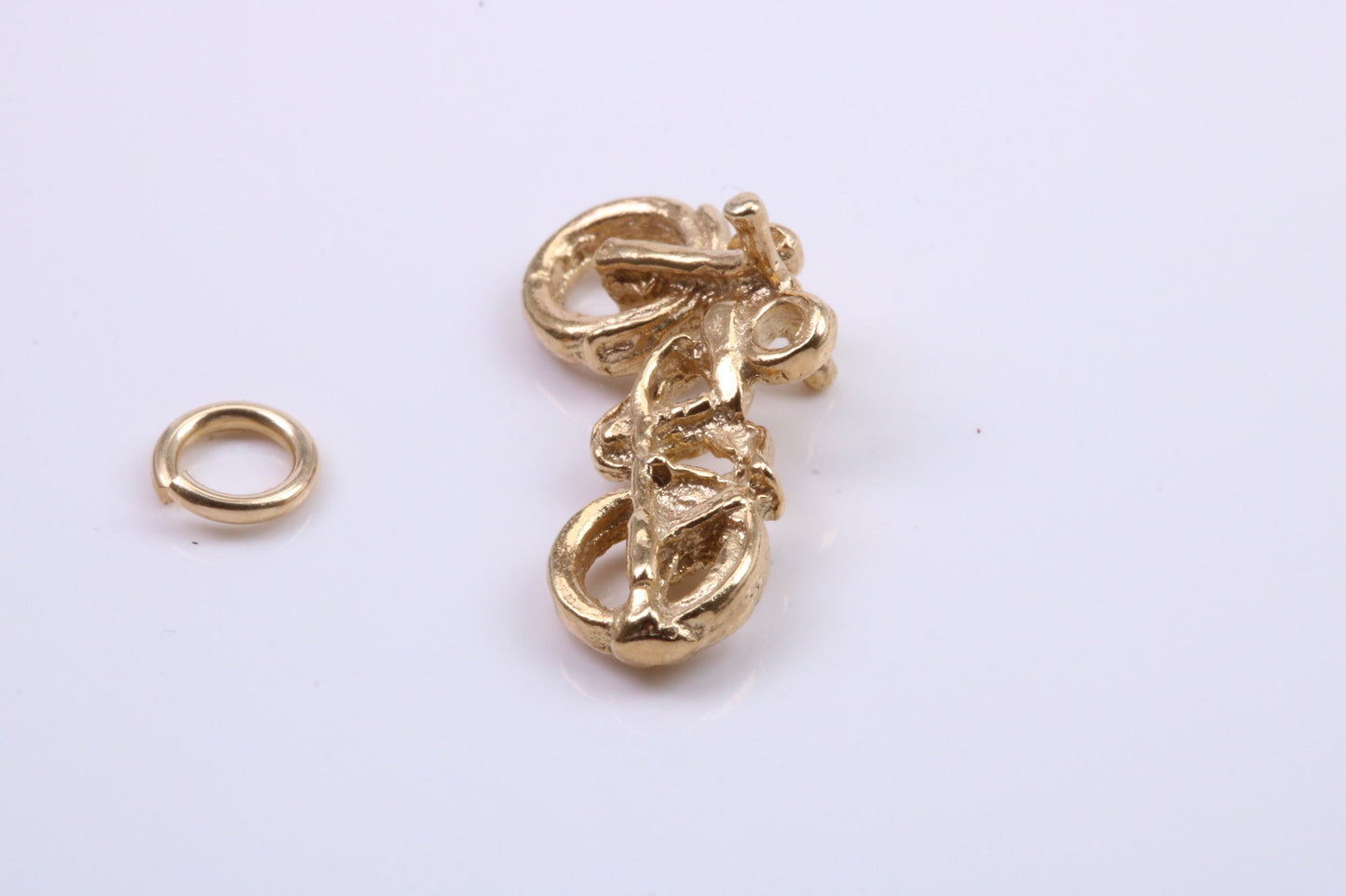 Motorbike Charm, Traditional Charm, Made from Solid 9ct Yellow Gold, British Hallmarked, Complete with Attachment Link