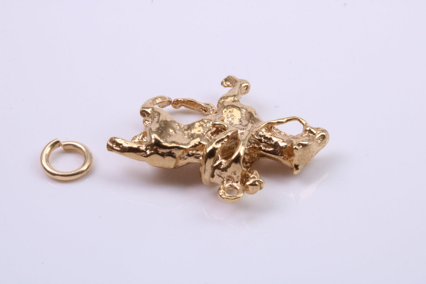 Jockey on Horse Charm, Traditional Charm, Made from Solid 9ct Yellow Gold, British Hallmarked, Complete with Attachment Link