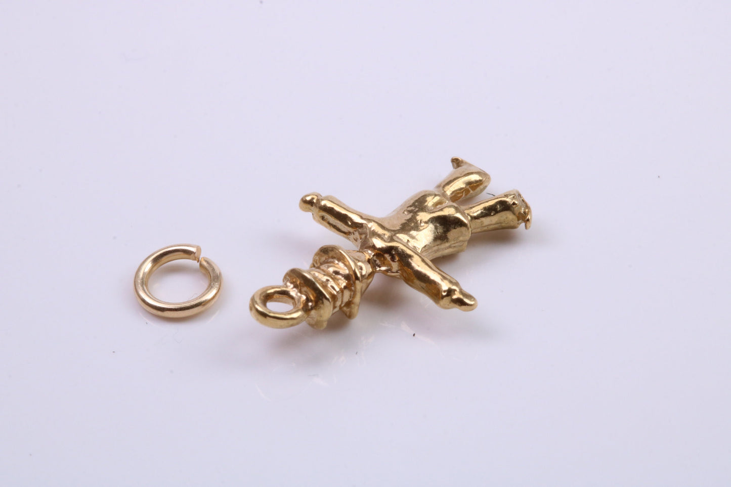 Scarecrow Charm, Traditional Charm, Made from Solid 9ct Yellow Gold, British Hallmarked, Complete with Attachment Link