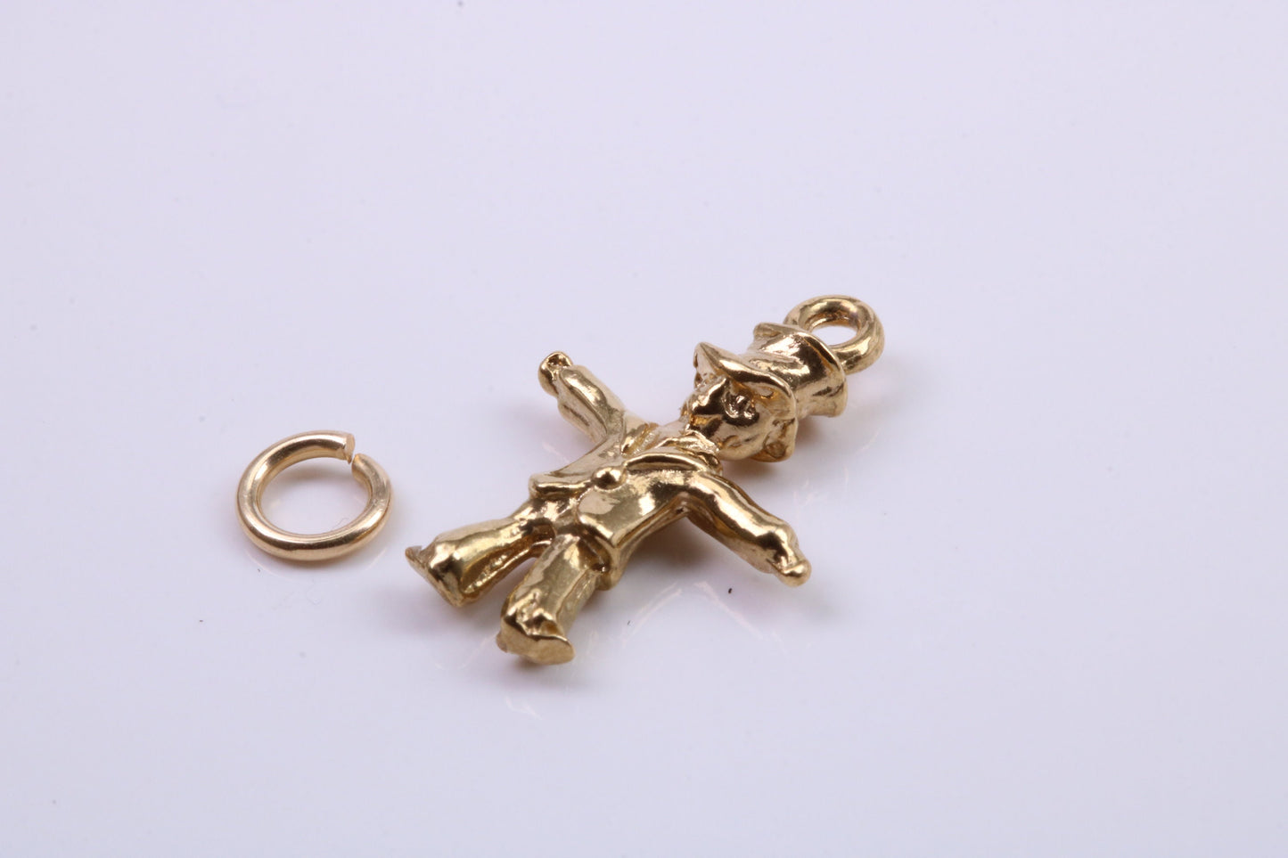 Scarecrow Charm, Traditional Charm, Made from Solid 9ct Yellow Gold, British Hallmarked, Complete with Attachment Link