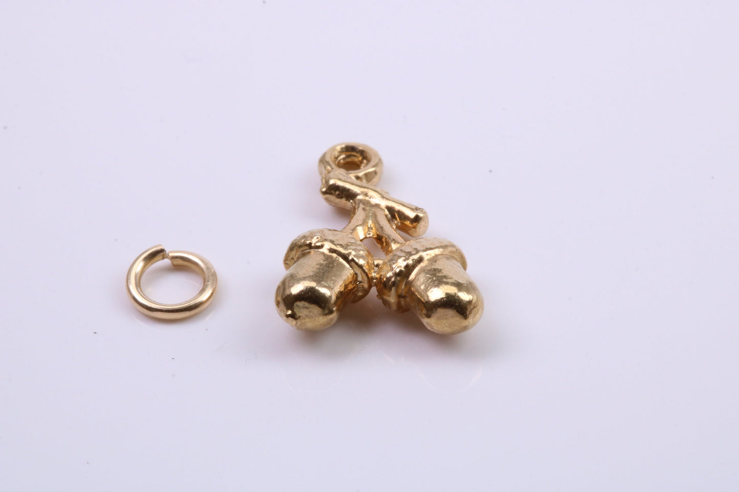 Acorns Charm, Traditional Charm, Made from Solid 9ct Yellow Gold, British Hallmarked, Complete with Attachment Link