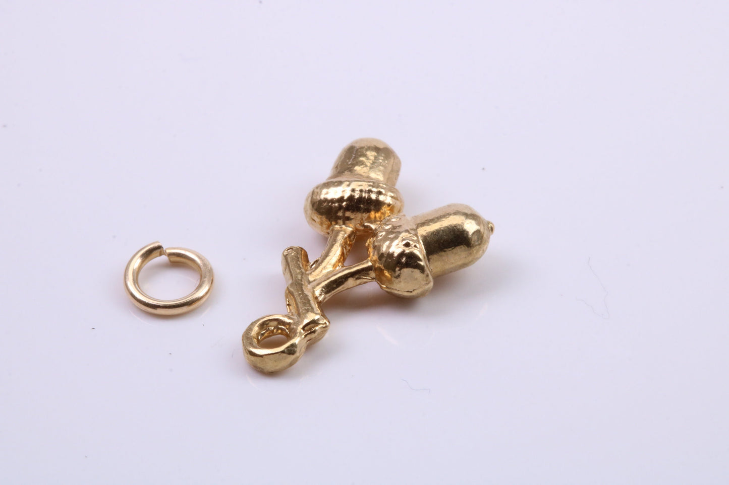 Acorns Charm, Traditional Charm, Made from Solid 9ct Yellow Gold, British Hallmarked, Complete with Attachment Link