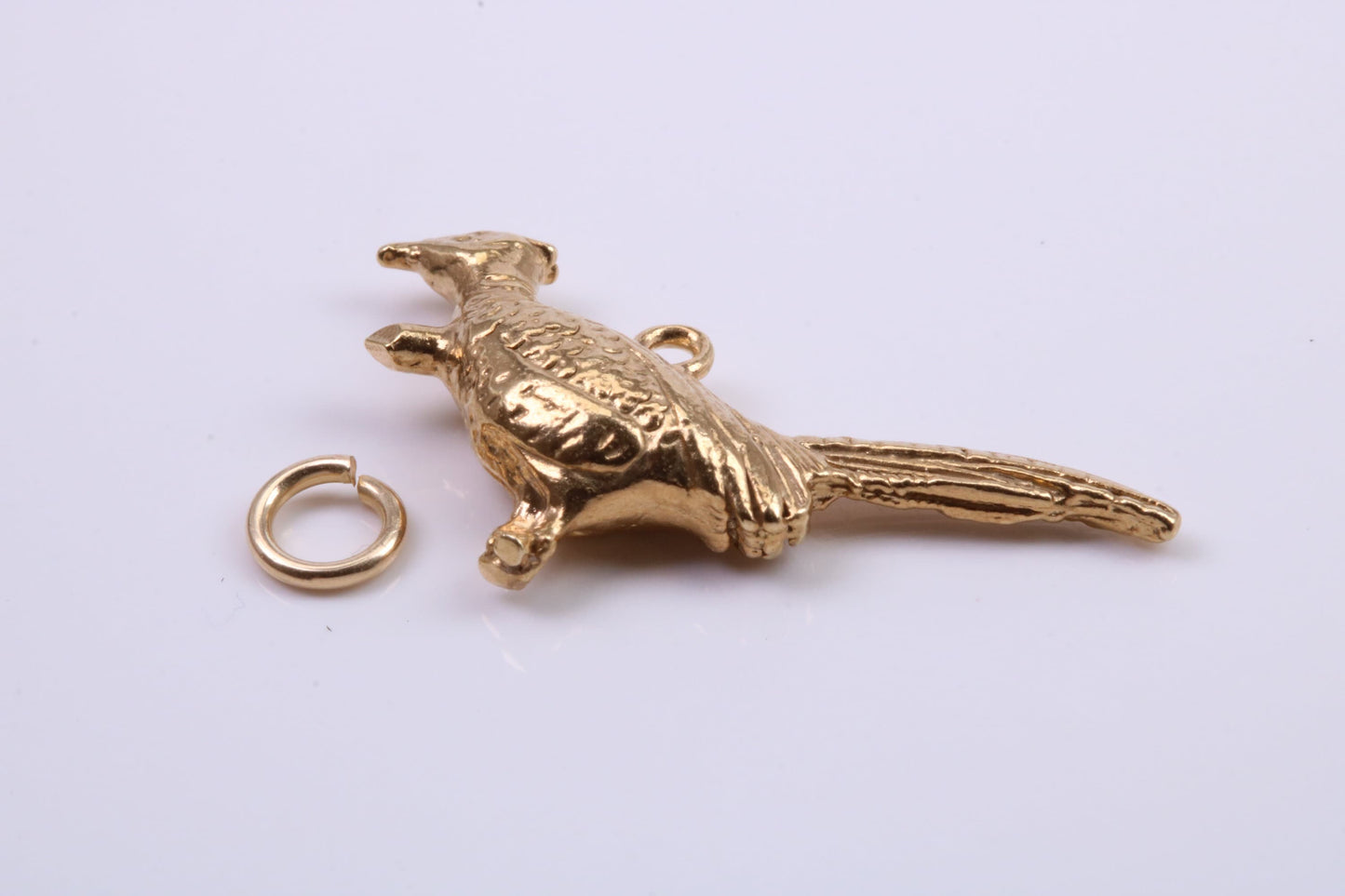 Pheasant Charm, Traditional Charm, Made from Solid 9ct Yellow Gold, British Hallmarked, Complete with Attachment Link