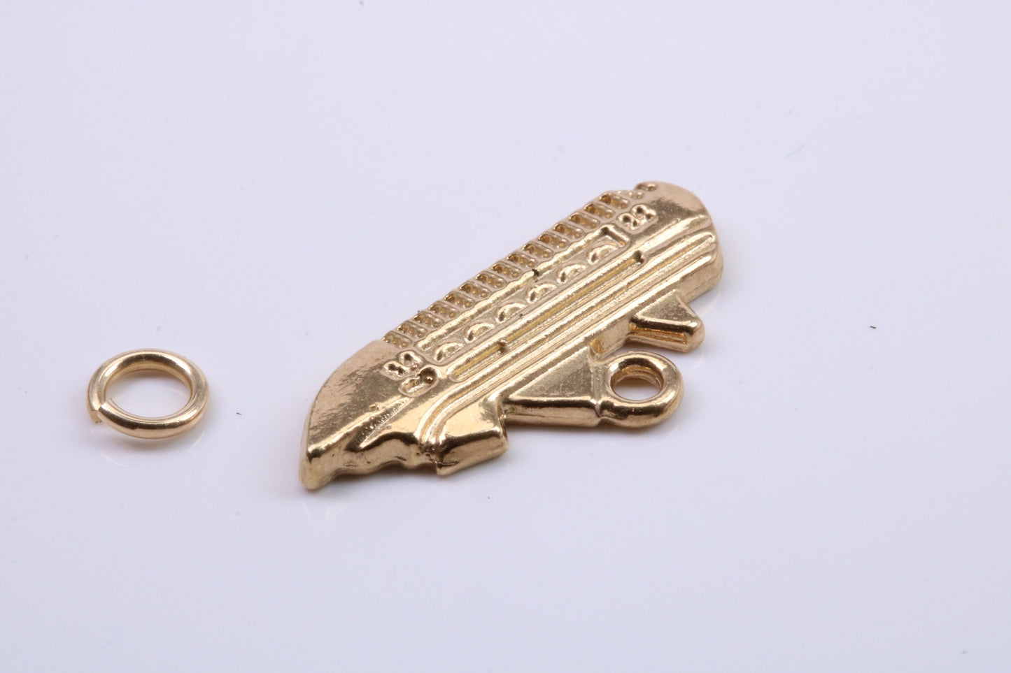 Cruise Ship Charm, Traditional Charm, Made from Solid 9ct Yellow Gold, British Hallmarked, Complete with Attachment Link