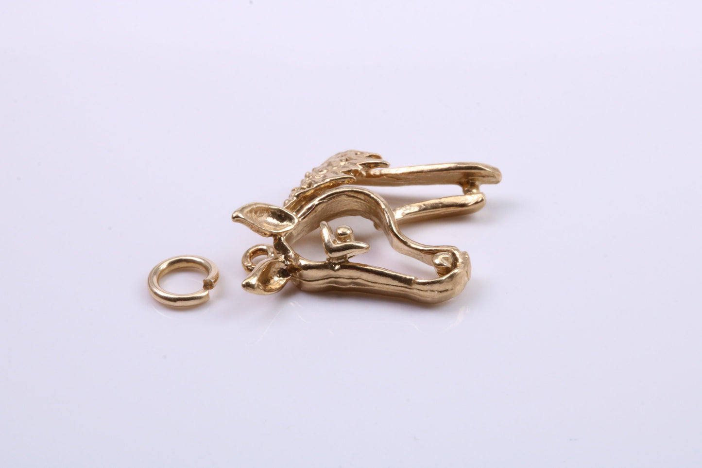 Horse Head Charm, Traditional Charm, Made from Solid 9ct Yellow Gold, British Hallmarked, Complete with Attachment Link