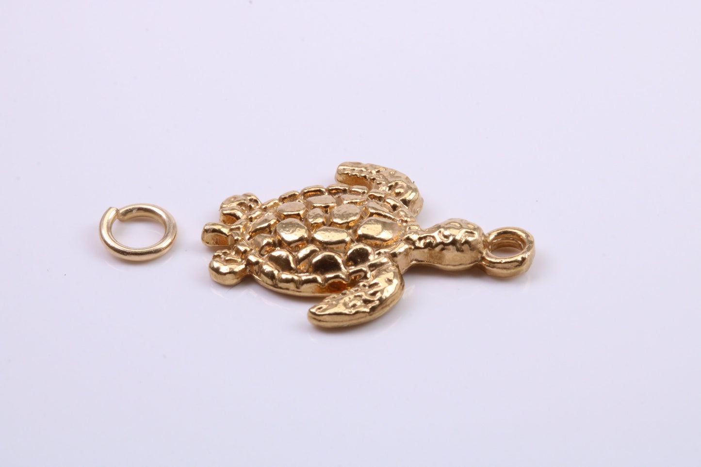 Turtle Charm, Traditional Charm, Made from Solid 9ct Yellow Gold, British Hallmarked, Complete with Attachment Link