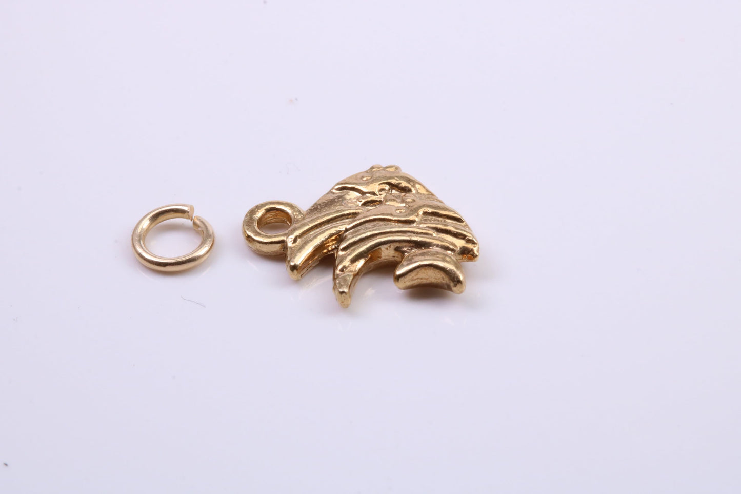 Angel Fish Charm, Traditional Charm, Made from Solid 9ct Yellow Gold, British Hallmarked, Complete with Attachment Link