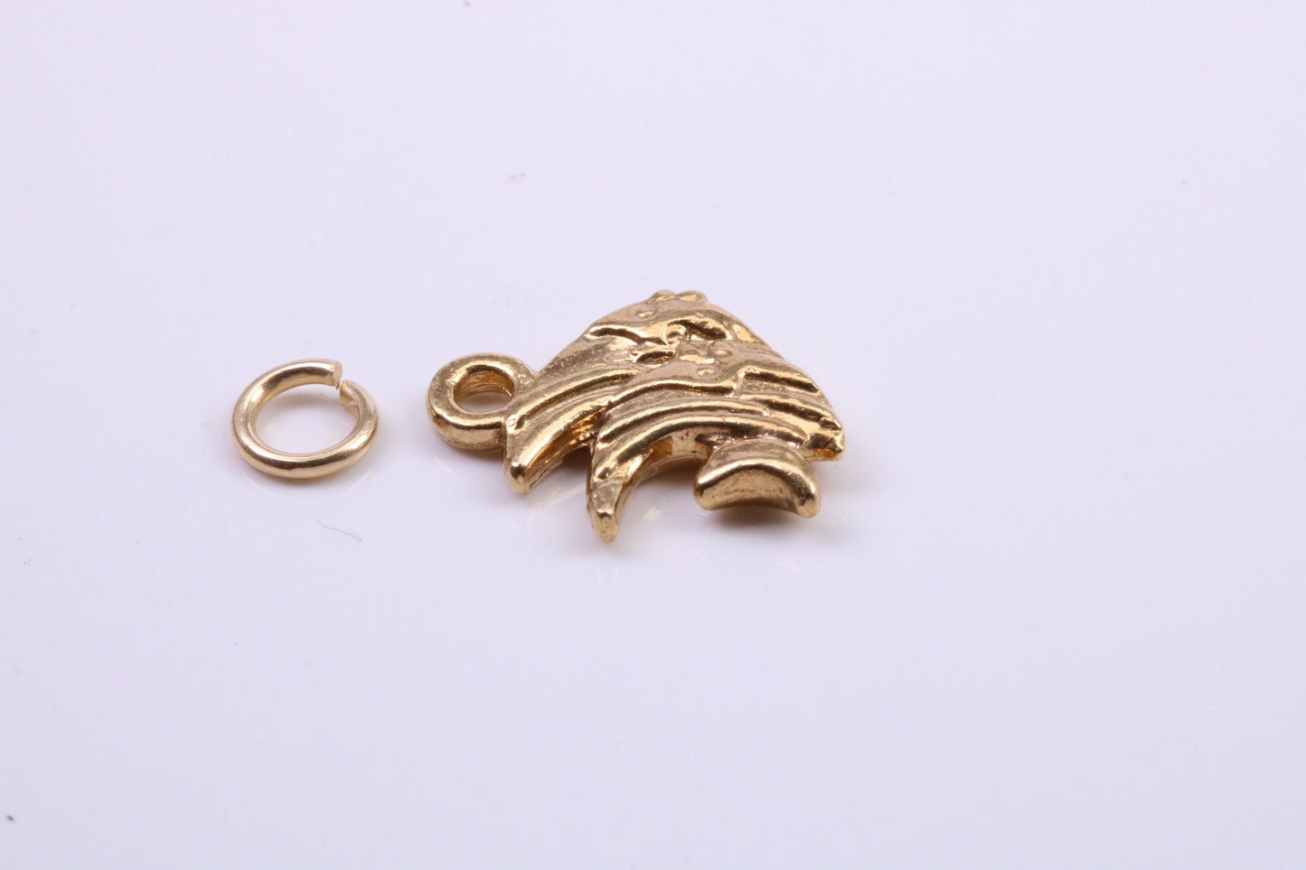 Angel Fish Charm, Traditional Charm, Made from Solid 9ct Yellow Gold, British Hallmarked, Complete with Attachment Link