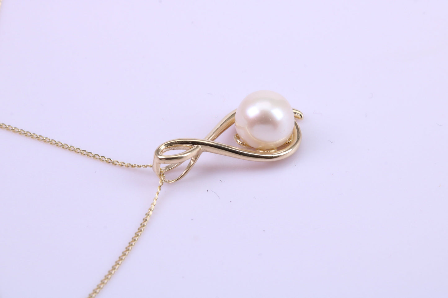 Real Pearl Necklace and Matching Earrings set in Solid Yellow Gold Together with 18 Inch Yellow Gold Chain