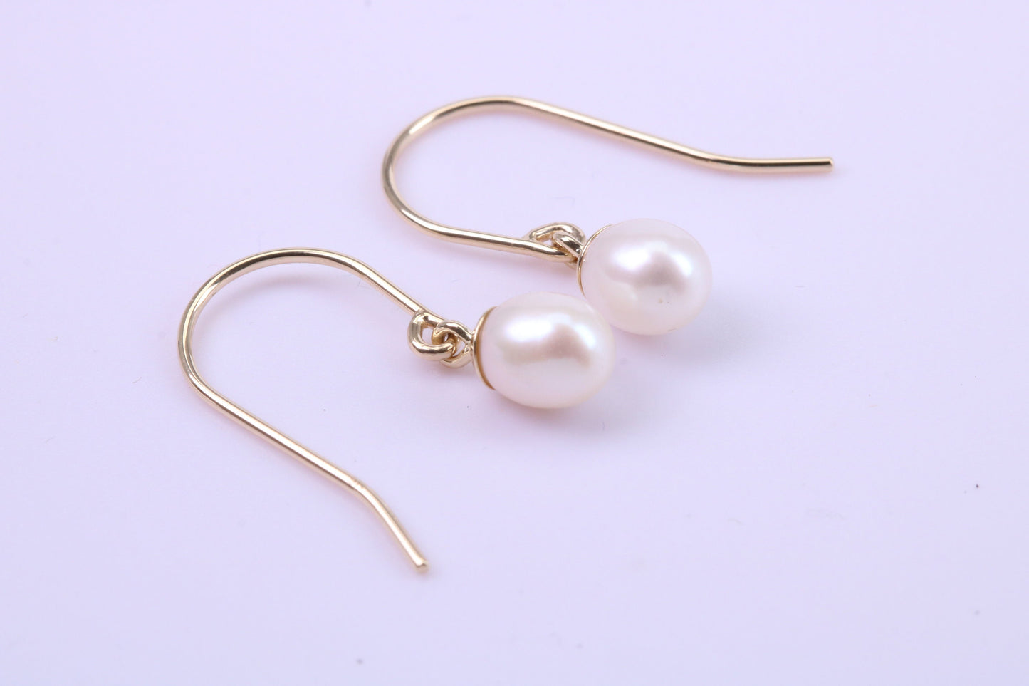 Real Pearl Necklace and Matching Earrings set in Solid Yellow Gold Together with 18 Inch Yellow Gold Chain