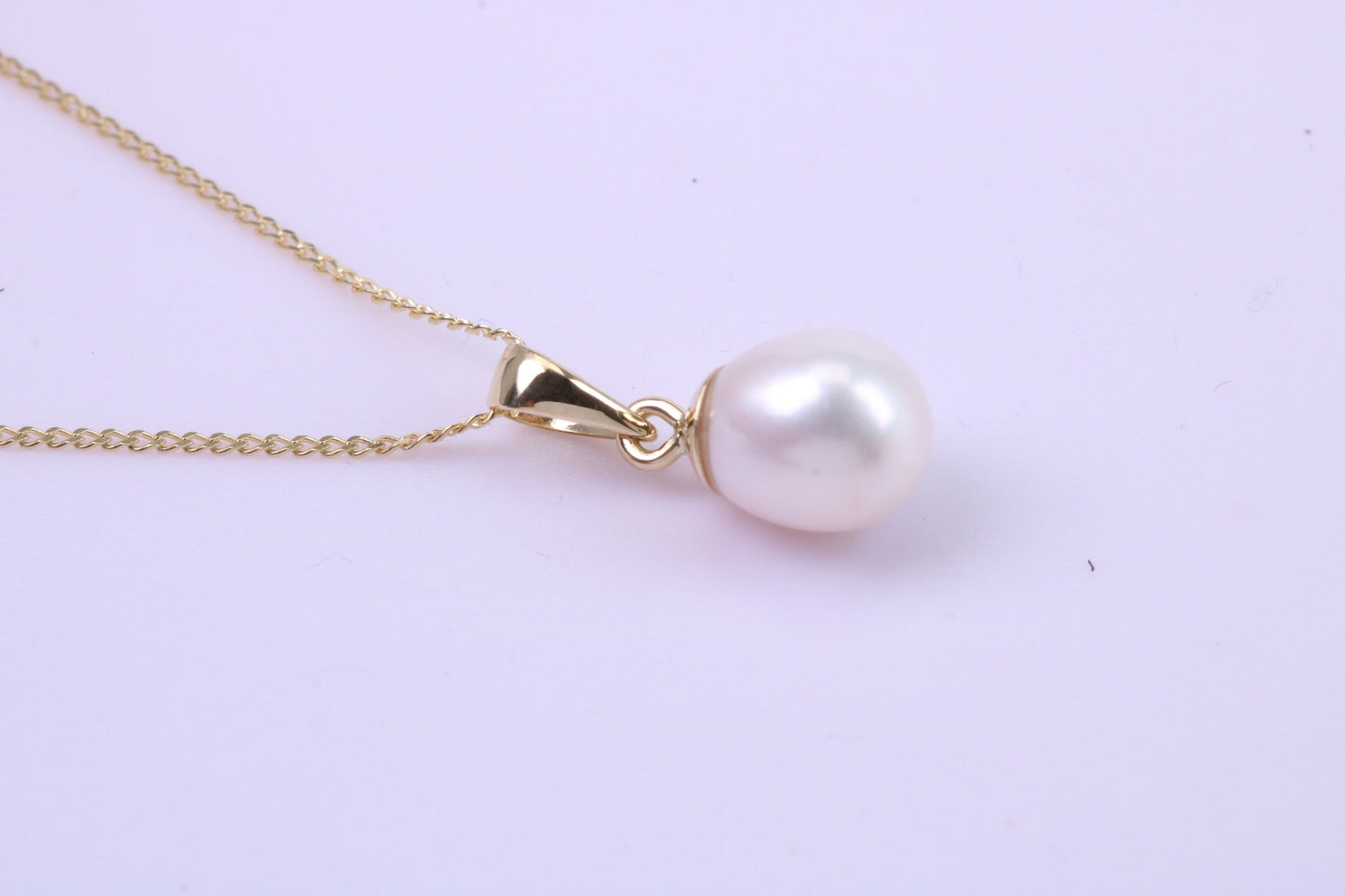 Real Pearl Necklace and Matching Earrings set in Solid Yellow Gold Together with 18 Inch Yellow Gold Chain
