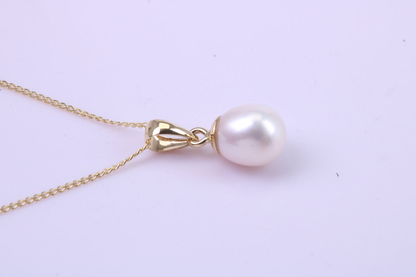 Real Pearl Necklace and Matching Earrings set in Solid Yellow Gold Together with 18 Inch Yellow Gold Chain