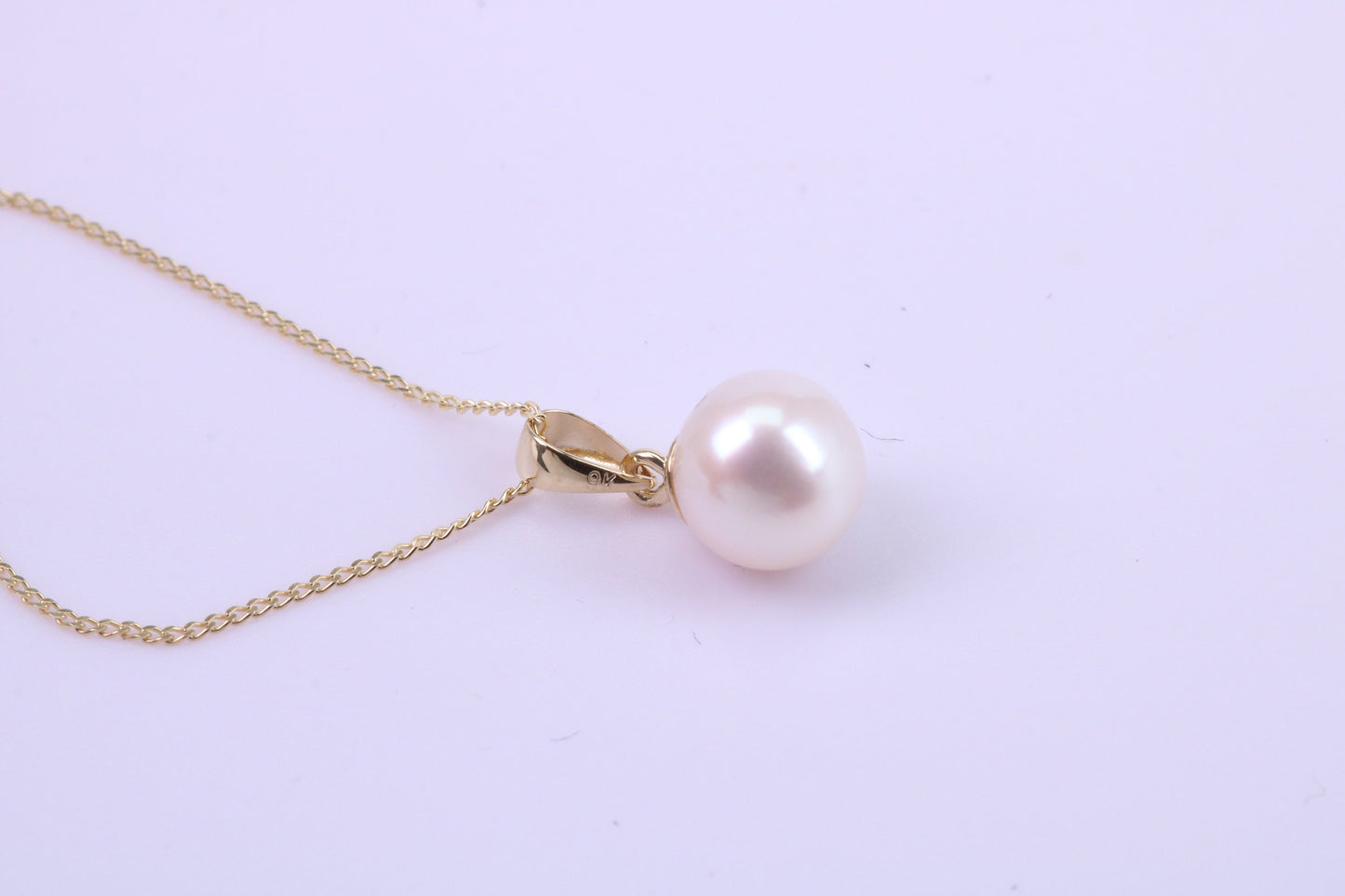 Real Pearl Necklace and Matching Earrings set in Solid Yellow Gold Together with 18 Inch Yellow Gold Chain