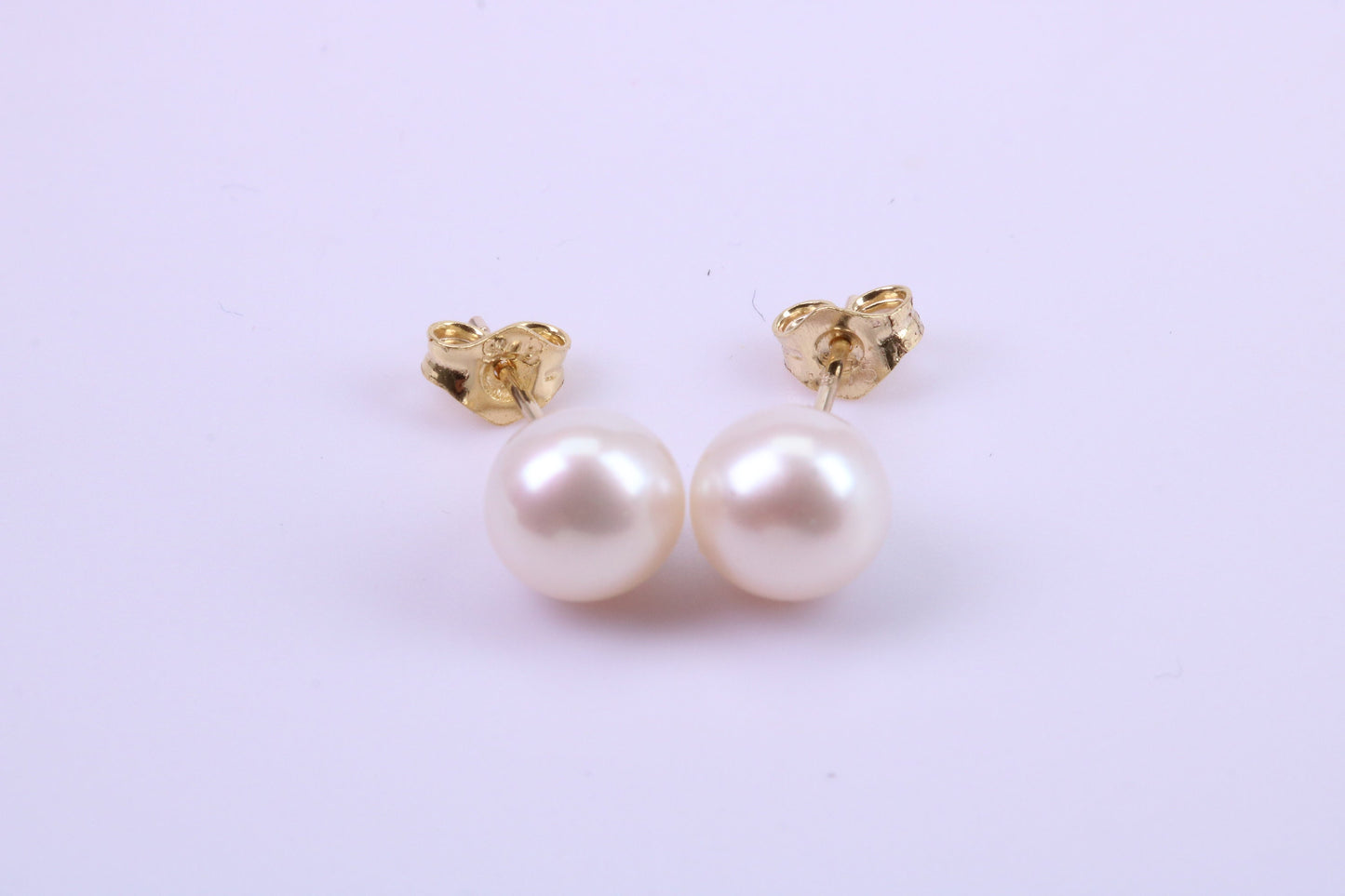 Real Pearl Necklace and Matching Earrings set in Solid Yellow Gold Together with 18 Inch Yellow Gold Chain