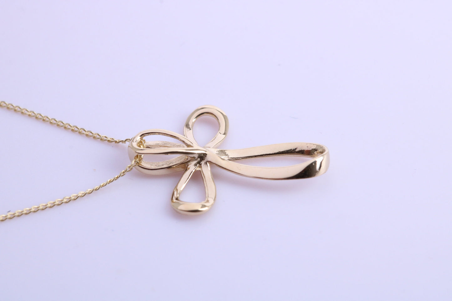 21 mm Long Cross Together with 18 Inch Long Chain, Made from Solid Yellow Gold with High Polished Finish