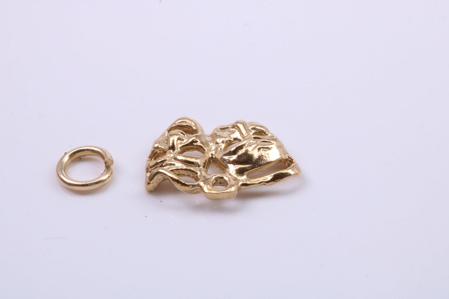 Pantomime Mask Charm, Traditional Charm, Made from Solid 9ct Yellow Gold, British Hallmarked, Complete with Attachment Link