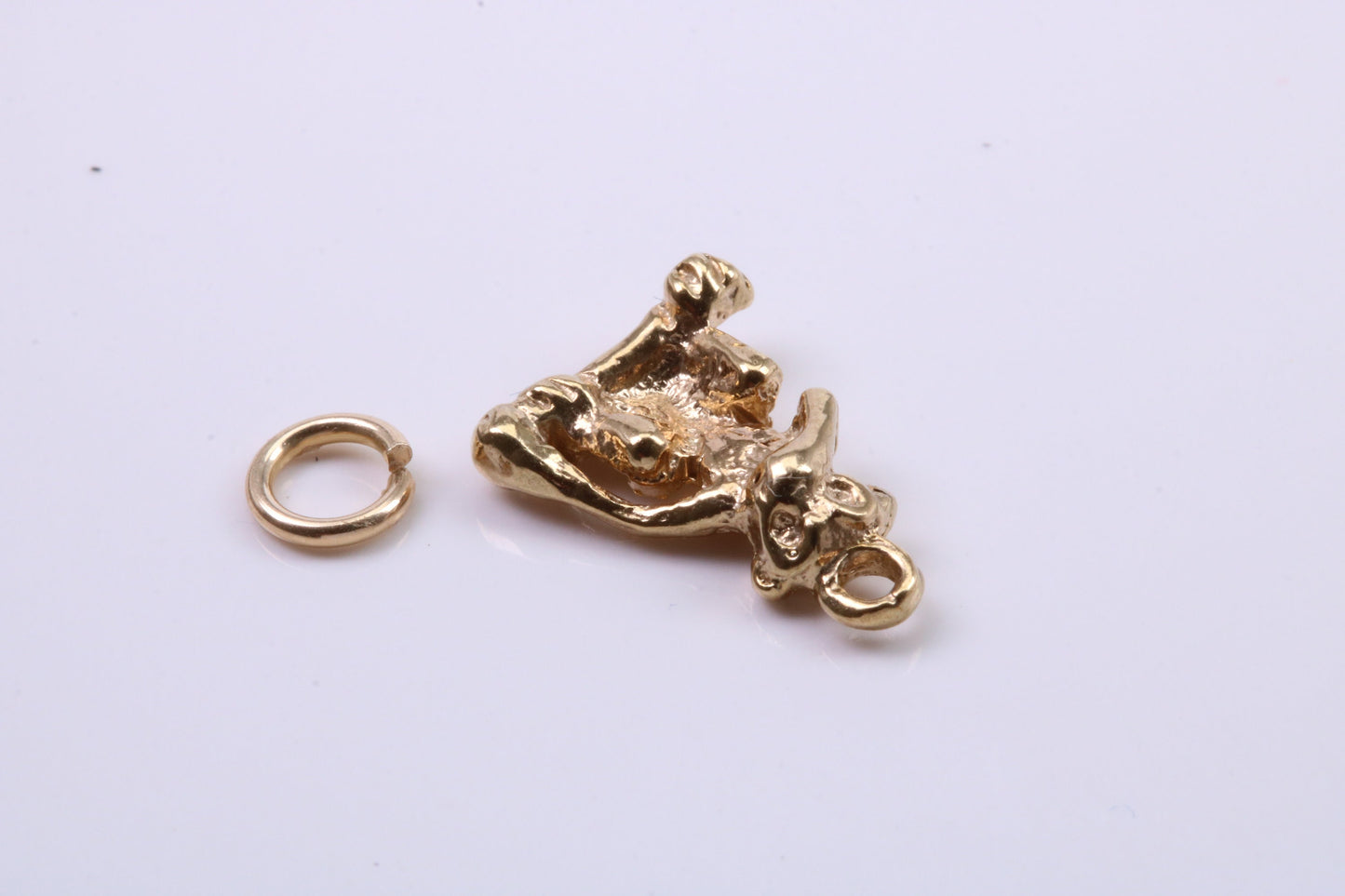 Speak no Evil Monkey Charm, Traditional Charm, Made from Solid 9ct Yellow Gold, British Hallmarked, Complete with Attachment Link