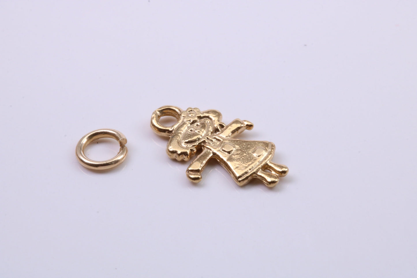 Toy Doll Charm, Traditional Charm, Made from Solid 9ct Yellow Gold, British Hallmarked, Complete with Attachment Link