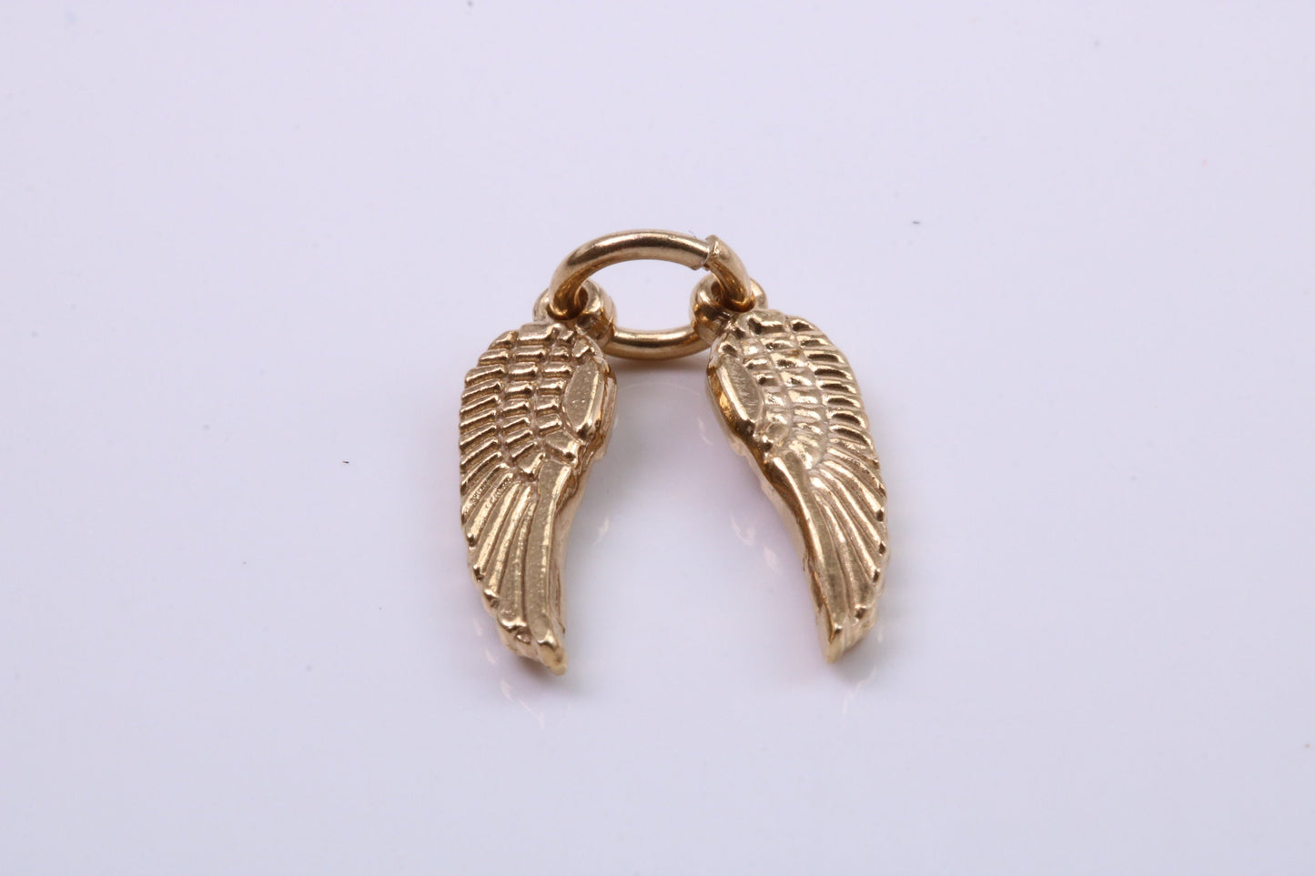 Wings Charm, Traditional Charm, Made from Solid 9ct Yellow Gold, British Hallmarked, Complete with Attachment Link