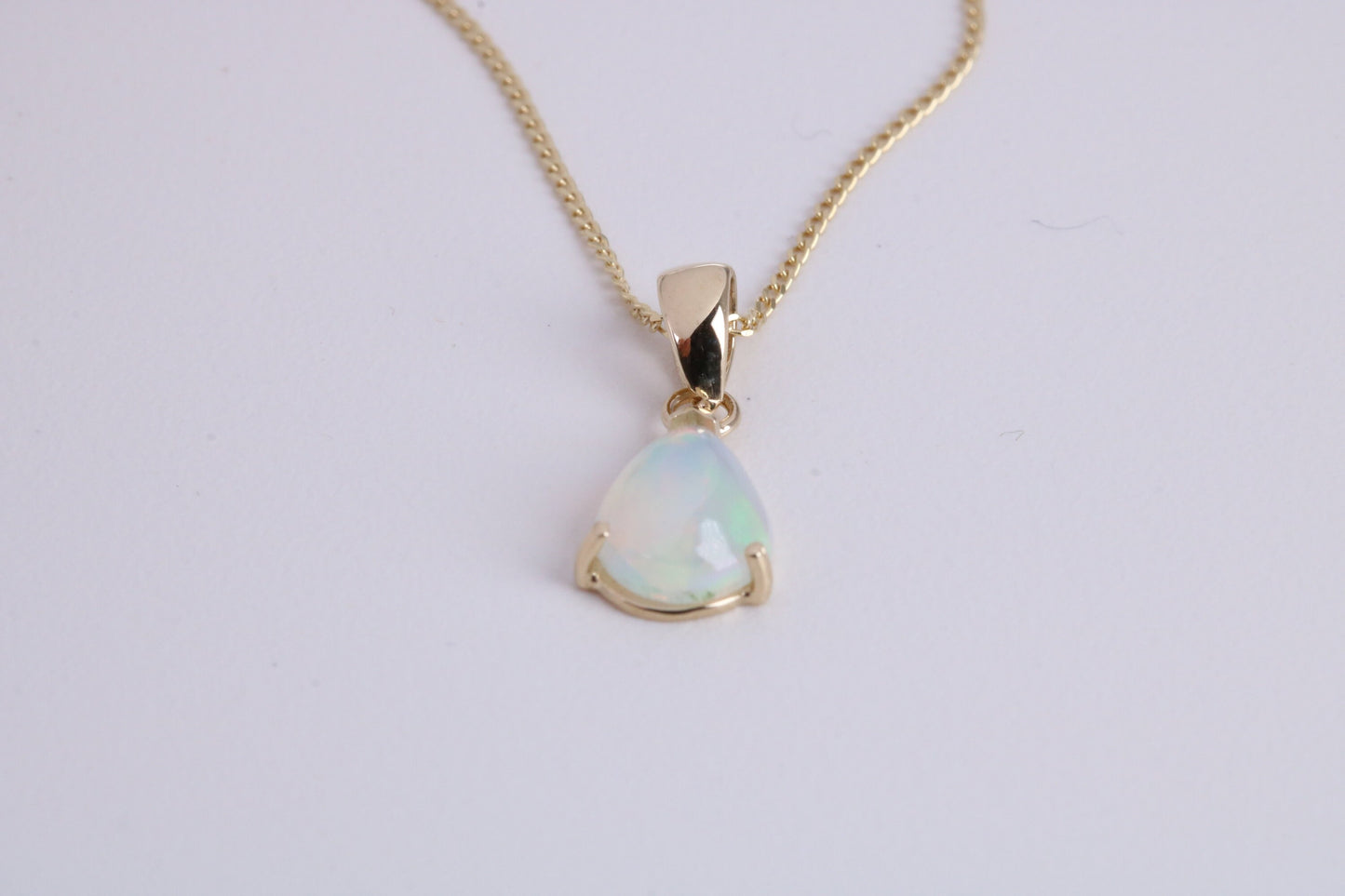 Natural Teardrop cut Opal set Necklace, Made from Solid Yellow Gold, With 18 Inch Long Chain
