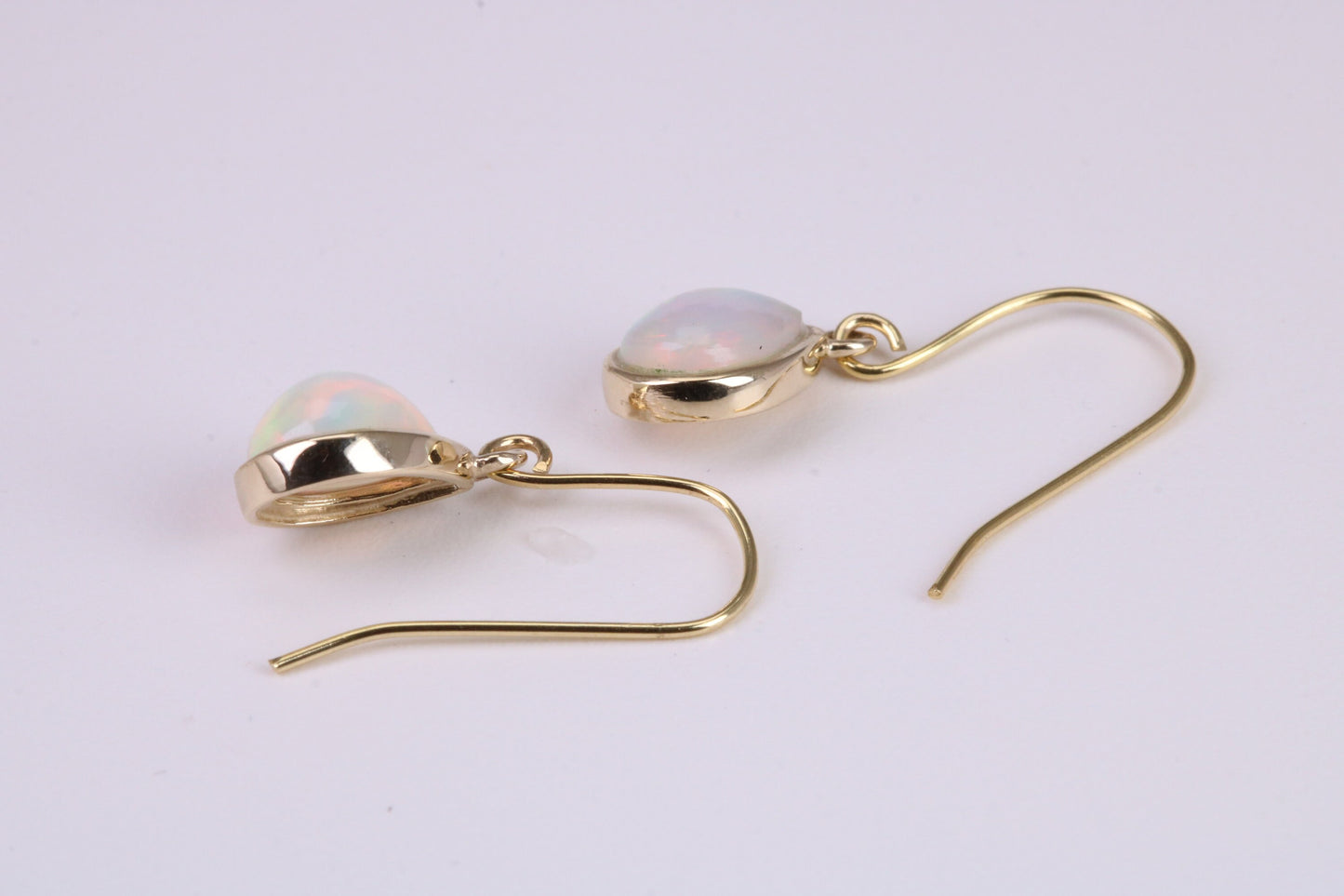 Natural Teardrop cut Opal set Dropper Stud Earrings Made from Solid Yellow Gold